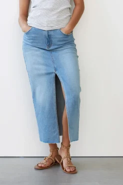 WBLSTEFFY DENIM MIDI SKIRT